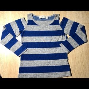 Vintage Havana stripe cutoff Long Sleeve blouse